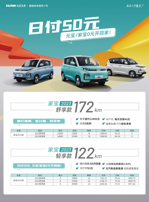 彻底0首付 BAW元宝2023新款好车开回家