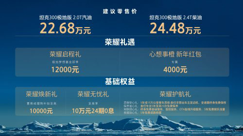 22.68万至24.48万 坦克300极地版上市